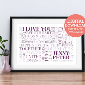 Personalised Valentine&#39;s Gift - Word Cloud Present - DOWNLOAD