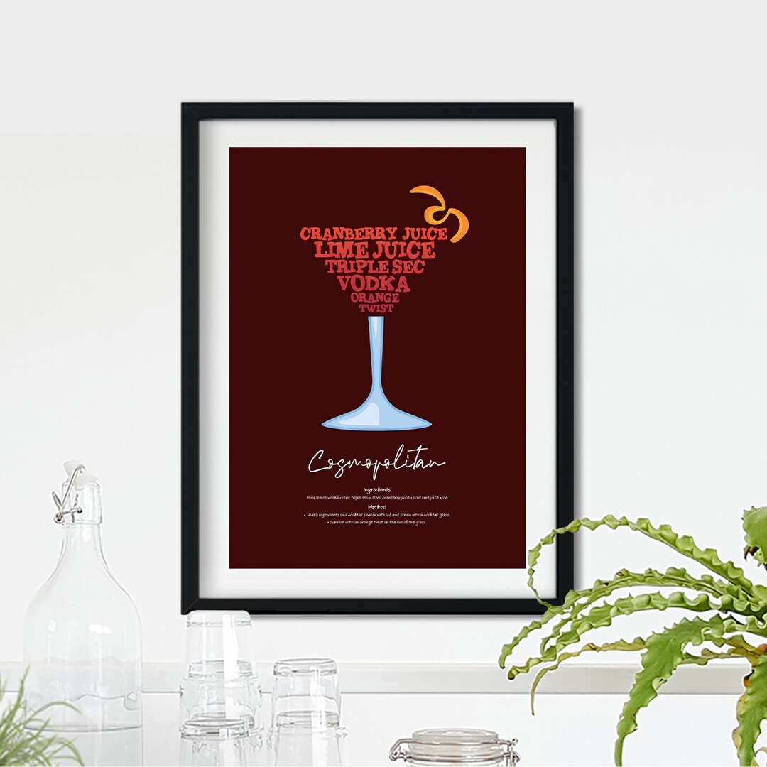 Cosmopolitan Cocktail Poster Word Art Poster Gift for Him Gift for Her ...