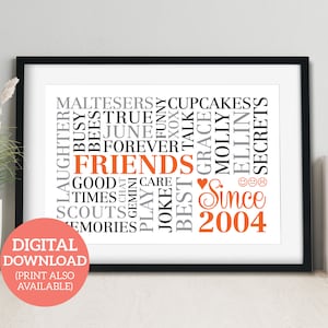 Best Friend Word Cloud - Personalised Word Art Gift - DOWNLOAD