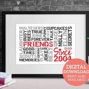 Personalised Friend Gift - Personalised Word Cloud Gift - DOWNLOAD