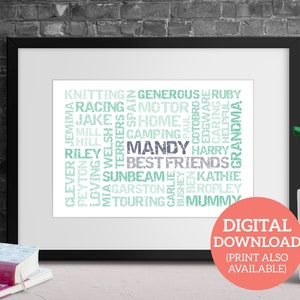 Personalised Friendship Gift - Personalised Word Cloud Gift - DOWNLOAD