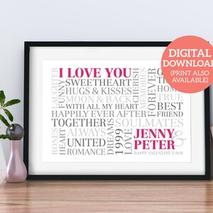 Gift for Valentines - Personalised Word Cloud Gift - DOWNLOAD