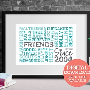 Bespoke Friend Word Cloud - Personalised Word Cloud Gift - DOWNLOAD