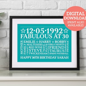 30° compleanno personalizzato - Word Art unica - SCARICA