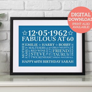 60° compleanno personalizzato - Word Art unica - SCARICA