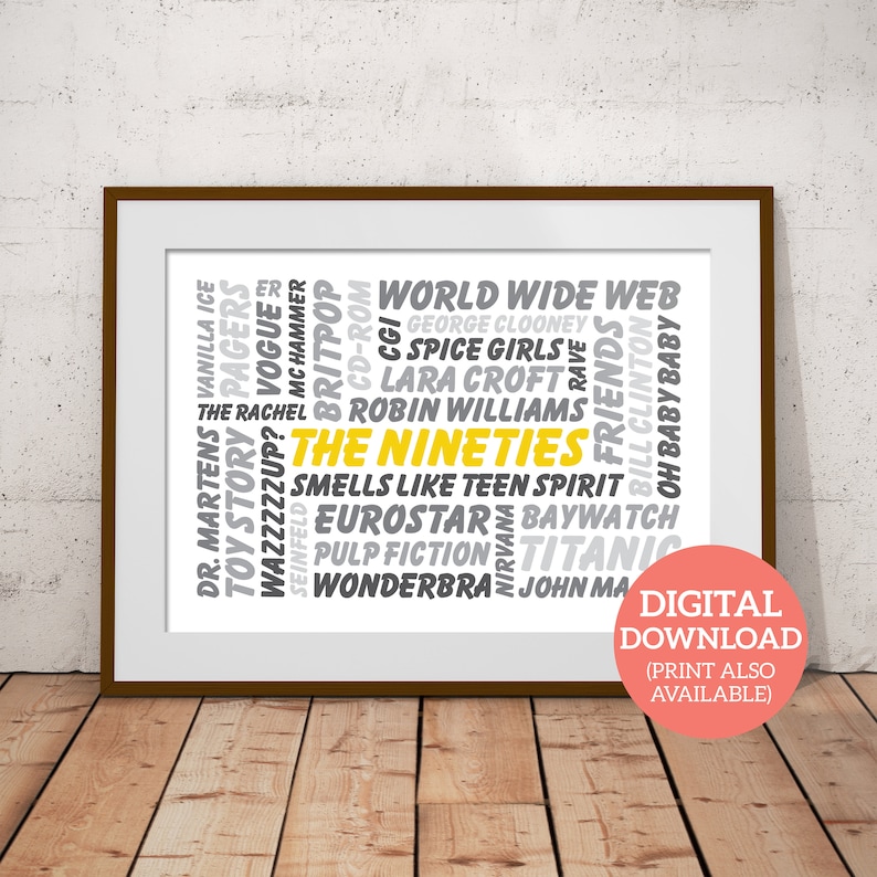 The Best of the 90s Word Art Poster 1990 Word Cloud Gift for - Etsy