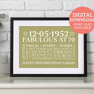 70° compleanno personalizzato - Word Art unica - SCARICA