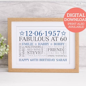 60° compleanno personalizzato - Word Art unica - SCARICA