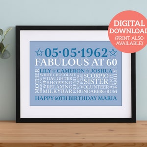 60° compleanno personalizzato - Word Art unica - SCARICA
