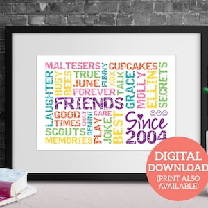 Special Friendship Gift - Personalised Word Cloud Gift - DOWNLOAD