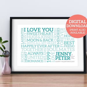 I Love You Word Art Poster - Personalised Word Cloud Gift - DOWNLOAD