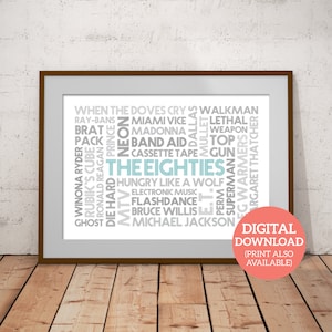 The Best of the 80s Word Art Poster - 1980 Word Cloud Gift for Him or Her - DOWNLOAD
