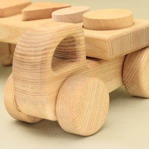 Handmade Wooden Car with Mathematical Trailer Montessori and Waldorf Educational Vehicle Gift for Little Boys and Girls Toys Free Shipping image 5