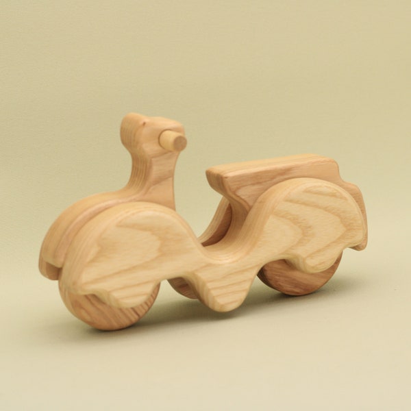Handmade Organic Natural Wooden Scooter Motorbike with Moving Wheels Eco-Friendly Delights for Boys, Lotes Toys Baby Gift Free Shipping