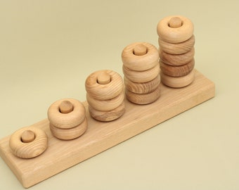 Handmade Wooden Stacking Board: Educational Toy for Developing Mathematical Skills Waldorf Montessori Principles Toddler Gift Free Shipping