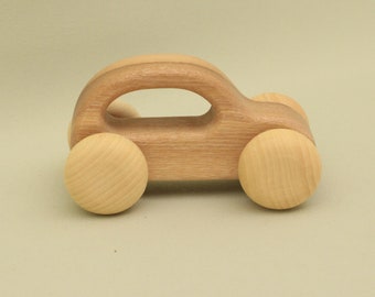Handmade Natural Wooden Car: Montessori Toddler Toy