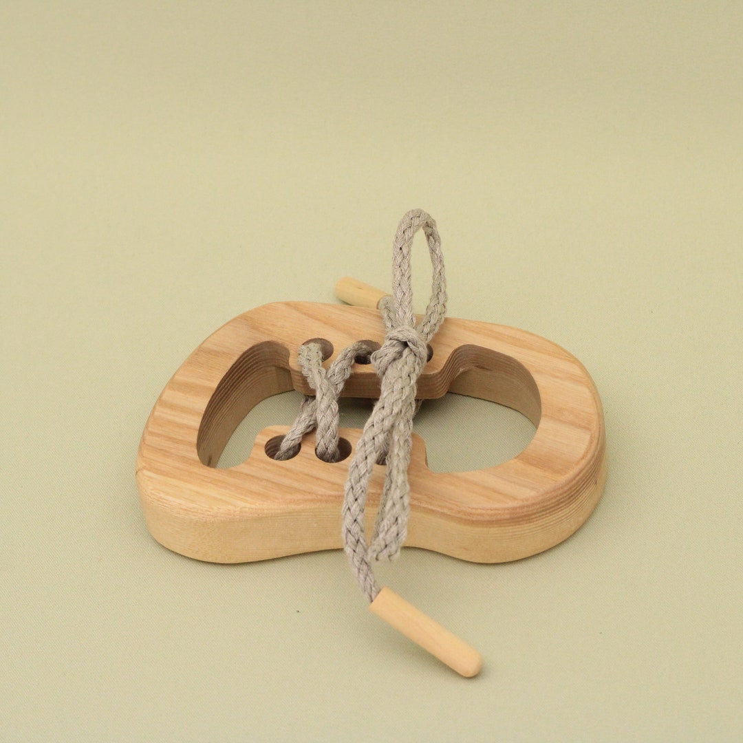 Handmade Wooden Threading Lacing Toy Educational Right Shoe for Fine ...