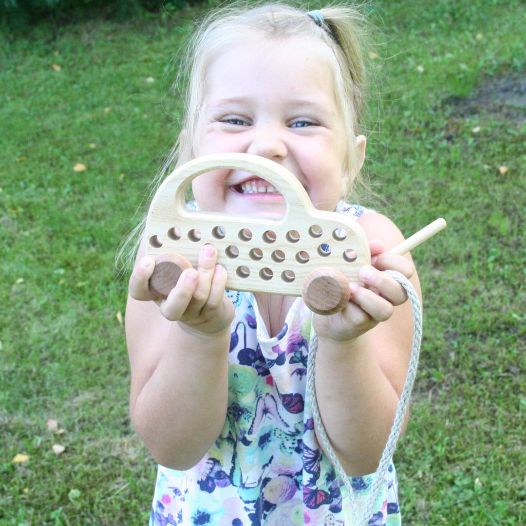 Car Threading Activity Handmade Wooden Threading Car Toy, Montessori Fine Motor Skills - Etsy