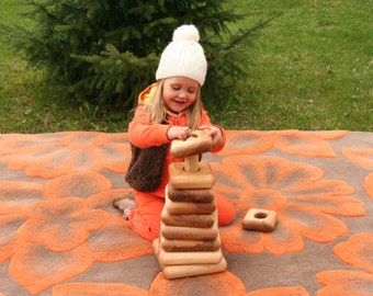 Handmade Wooden Stacking Pyramid: Montessori Waldorf Toy