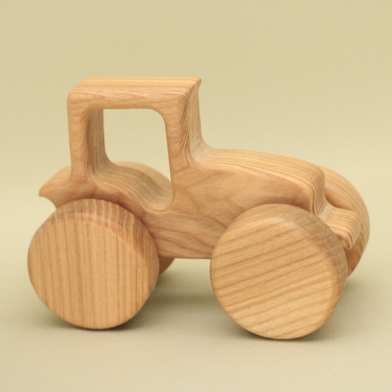 Handmade Natural Wooden Tractor: Eco-Friendly Gift with Montessori and Waldorf Educational Influence, Lotes Toys Baby Gift Free Shipping image 3