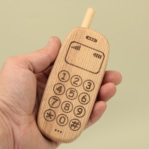 Natuurlijke handgemaakte educatieve houten mobiele telefoon - op Montessori geïnspireerd speelgoed Fantasierijk spel voor baby's Gratis verzending