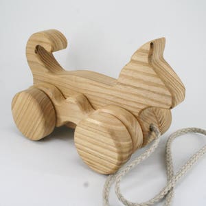 Handmade Wooden Pull-Along Jumping Cat: Waldorf Toy