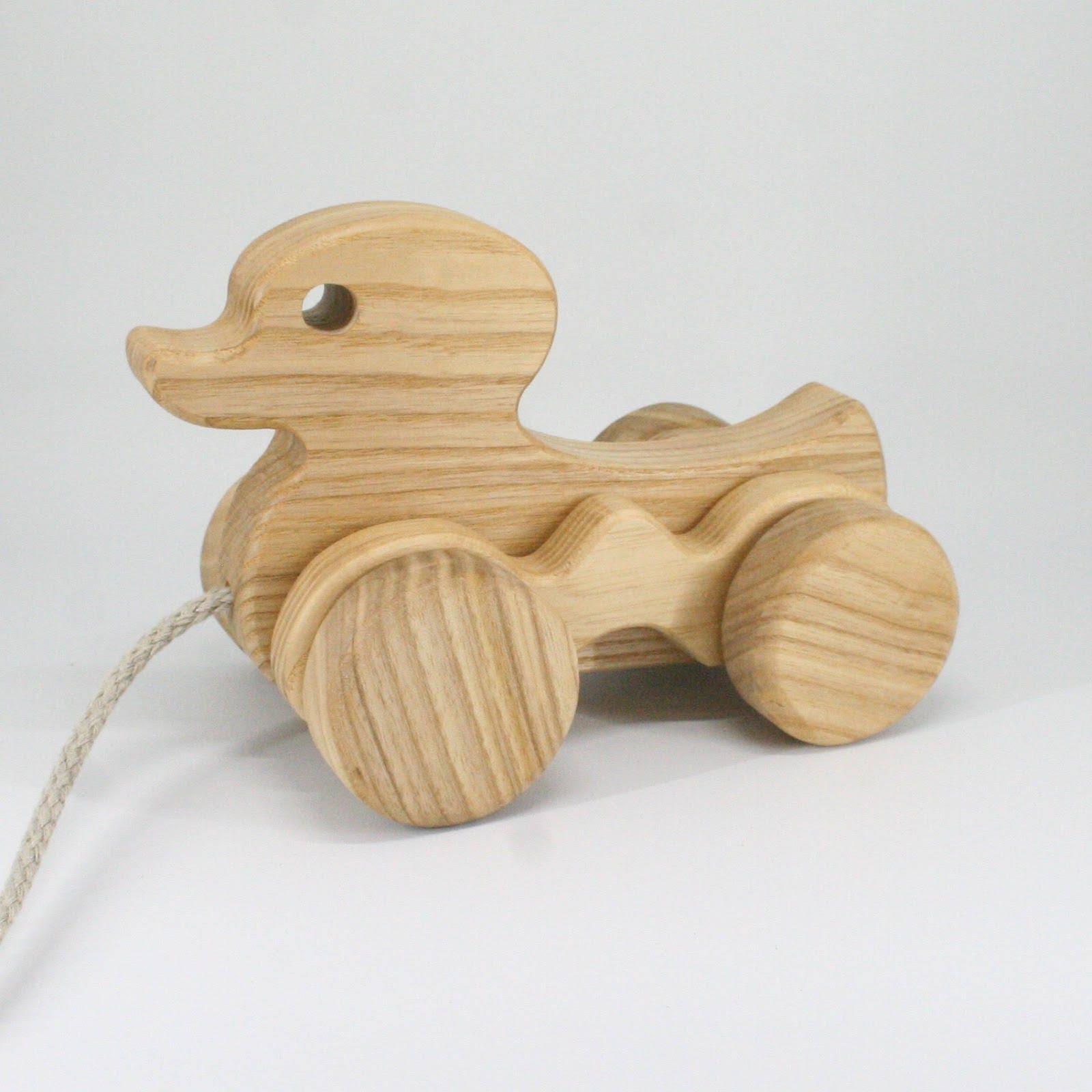 Wooden Pull Along Toys Duck Natural Solid Ash Wood Treated Etsy UK