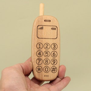 Natuurlijke handgemaakte educatieve houten mobiele telefoon - op Montessori geïnspireerd speelgoed Fantasierijk spel voor baby's Gratis verzending