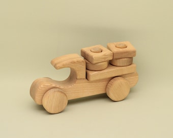 Wooden Car Constructor: Montessori Stacking Toy, Ash Wood