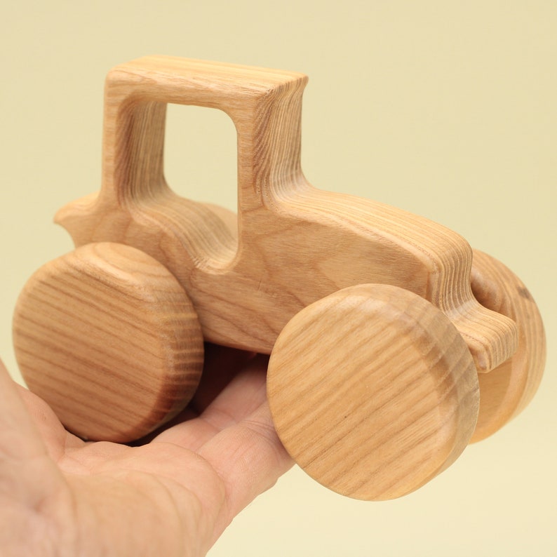 Handmade Natural Wooden Tractor: Eco-Friendly Gift with Montessori and Waldorf Educational Influence, Lotes Toys Baby Gift Free Shipping image 1