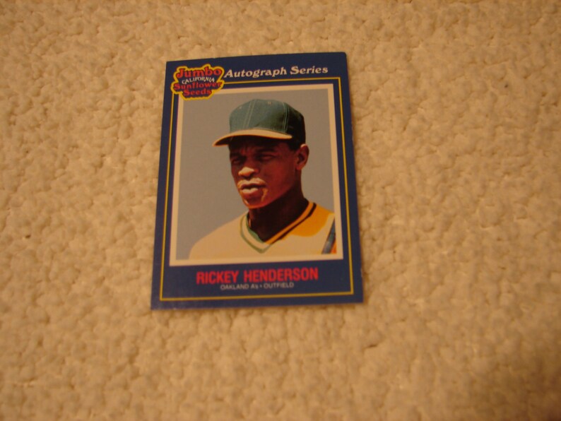 1990 Ricky Henderson Jumbo Sunflower Seeds Reprint Card Nice Free Shipping US Only
