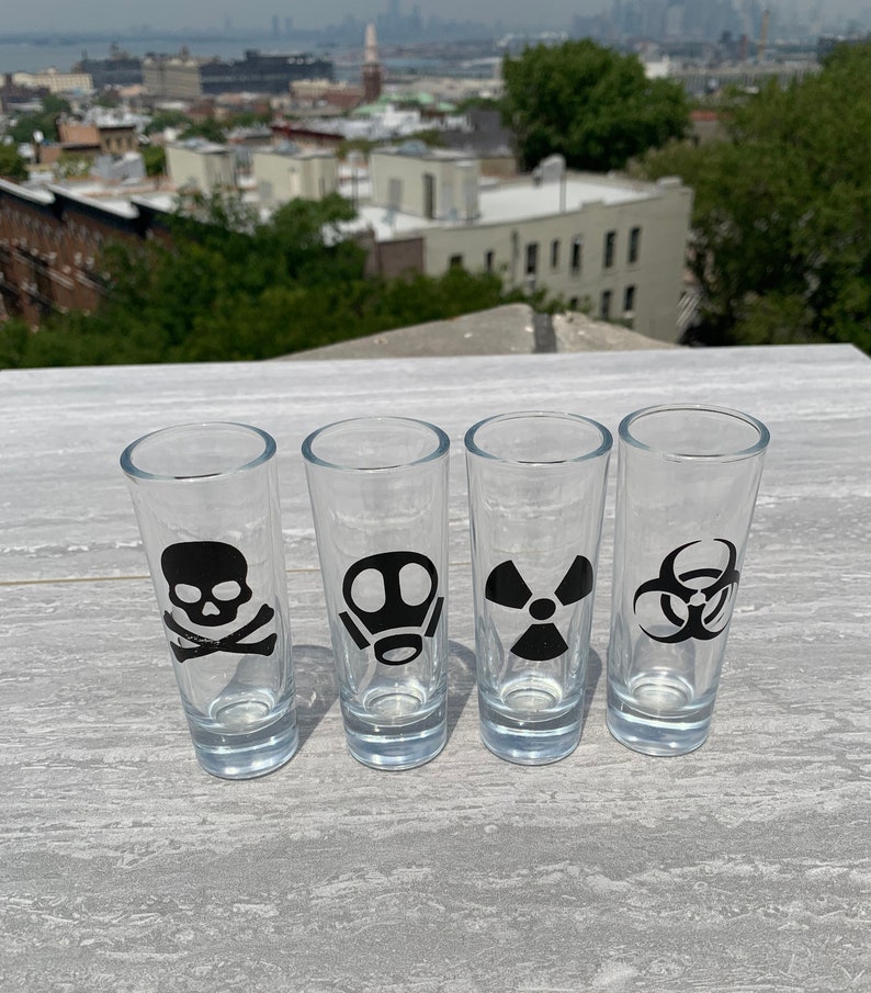TOXIC Shot Glass Set Biohazard Radioactive Skull and Etsy