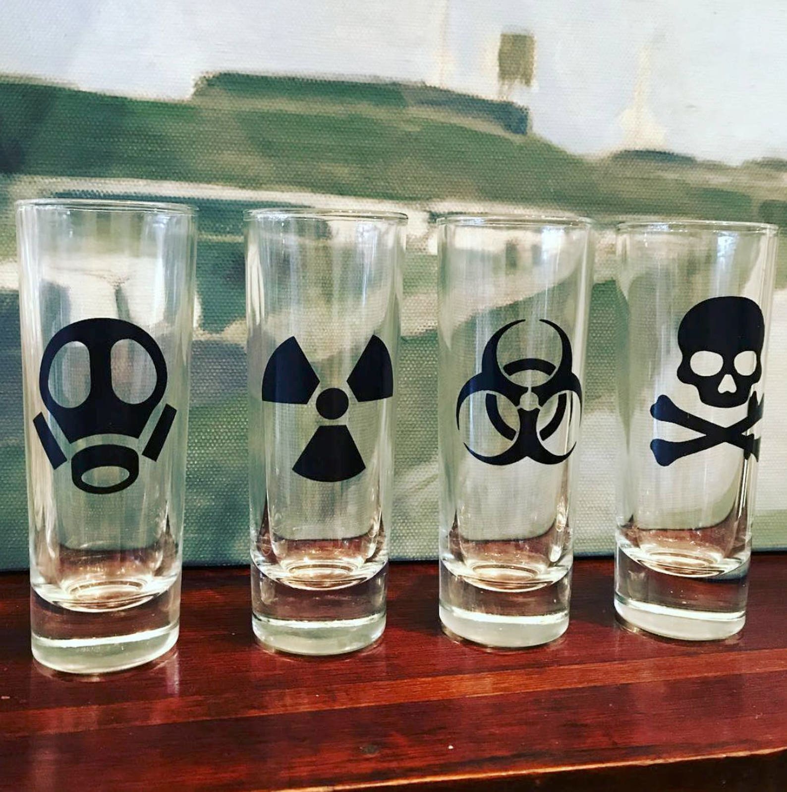TOXIC Shot Glass Set Biohazard Radioactive Skull and Etsy