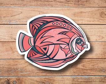 Pink Tropical Fish Vinyl Sticker