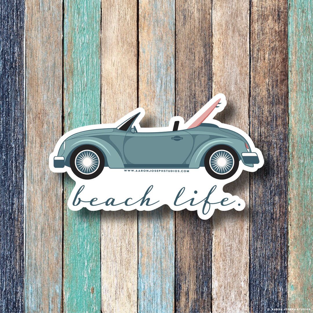 Beach Life Beach Cruiser Vinyl Sticker - Etsy