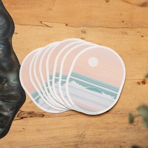 Oval Sunrise Crashing Wave Vinyl Sticker image 2