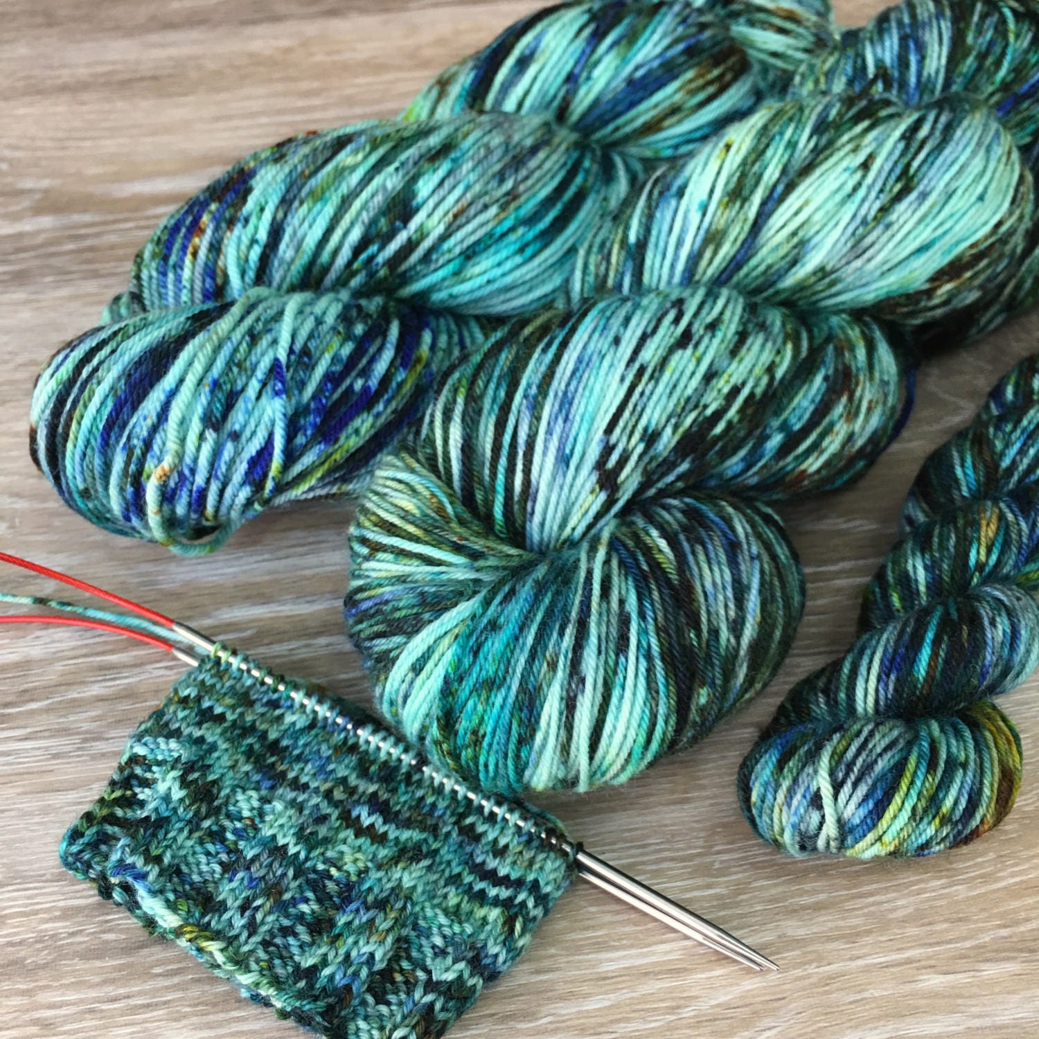Chrysocolla - Hand Dyed Speckled Yarn, Superwash Merino Wool Nylon Ca…