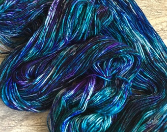 Deep Dive - Hand Dyed Super Speckled Yarn, Superwash Merino Wool Nylon Cashmere, Choose Your Own Base, Sock DK Worsted, Teal Blue Purple