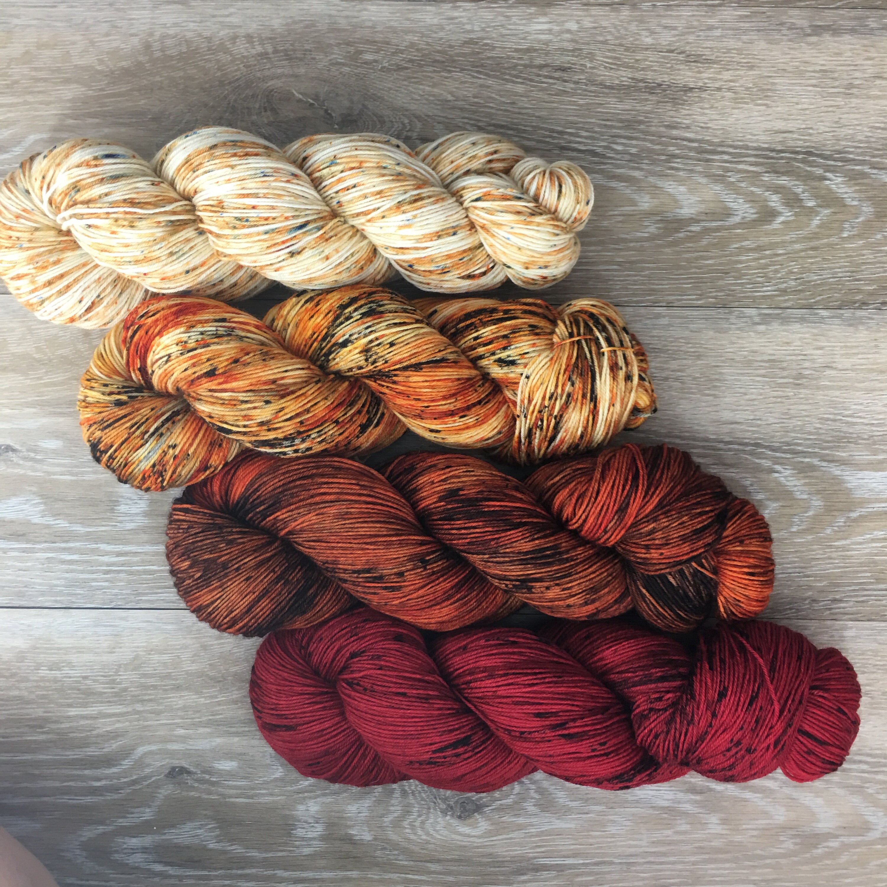 Apple Cinnamon Spice Speckle Fade Set - FOUR Skein Sock, DK, or Worst…