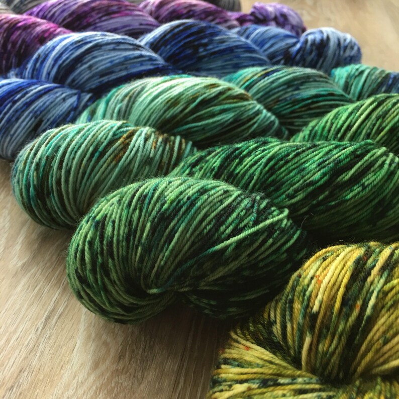 Superwash Merino Wool Nylon COLOR CRUSH Fade Set 100g Per Skein SIX Skein Yarn Set Shawl or Sweater Kit Sock Dk Worsted Weight Options