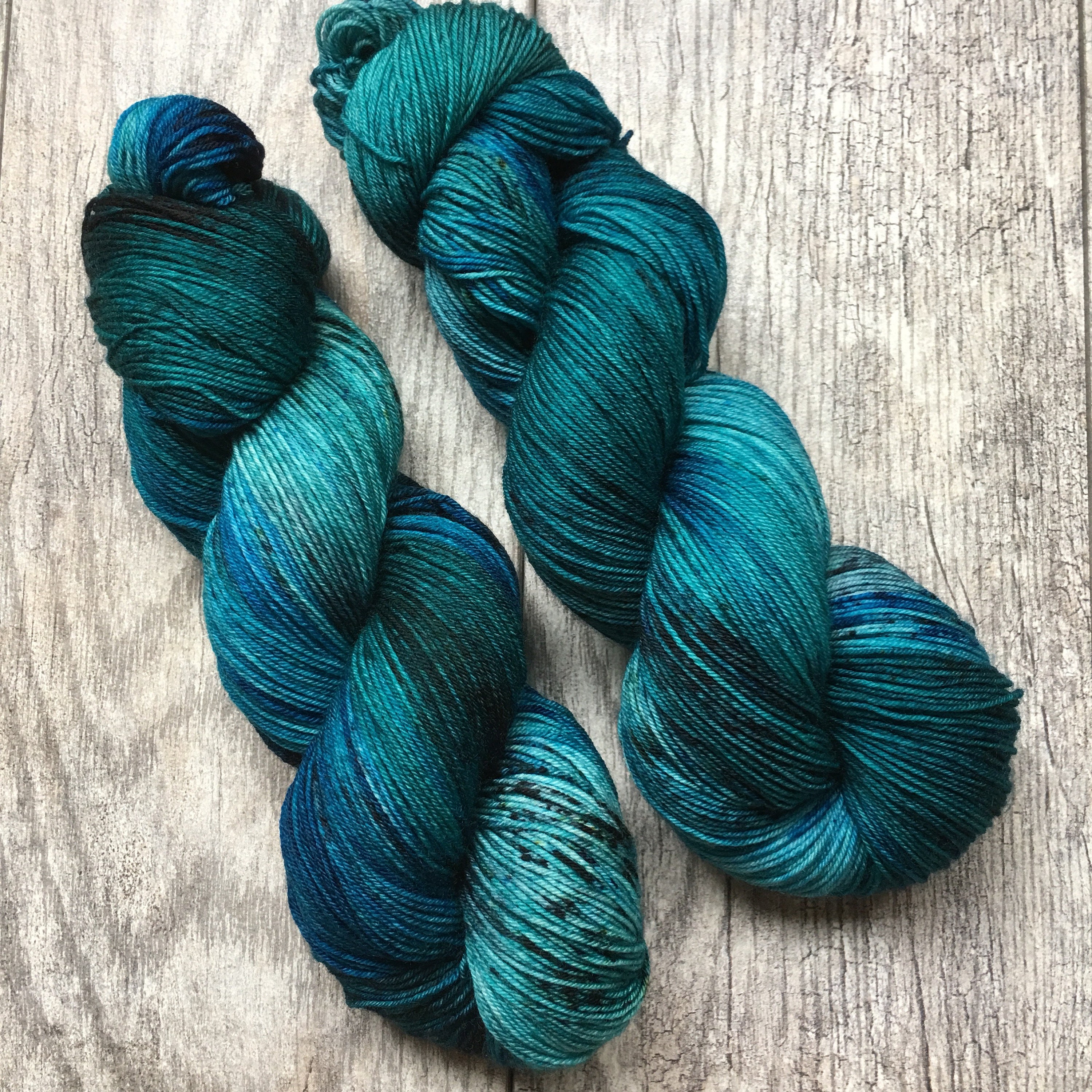 Teal You're Ready - Peacock Blue Hand Dyed Variegated Speckled Ya…