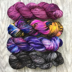 I Love the 80's - FOUR Skein Yarn Set, Fade Shawl or Sweater Kit, Fall Autumn, Sock DK Worsted Weight Options, 100g Skeins