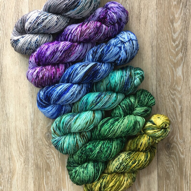 Superwash Merino Wool Nylon COLOR CRUSH Fade Set 100g Per Skein SIX Skein Yarn Set Shawl or Sweater Kit Sock Dk Worsted Weight Options