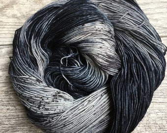 Back to Haunt - Grey Hand Dyed Variegated Yarn, Superwash Merino Wool Nylon Cashmere, Base Options Sock Fingering DK Worsted