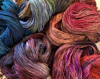 Painting Nature- Maker's Mix - FIVE SKEIN Hand Dyed Variegated Speckled Sock Yarn, Superwash Merino Wool Nylon Sock Weight, 100g Each Skein