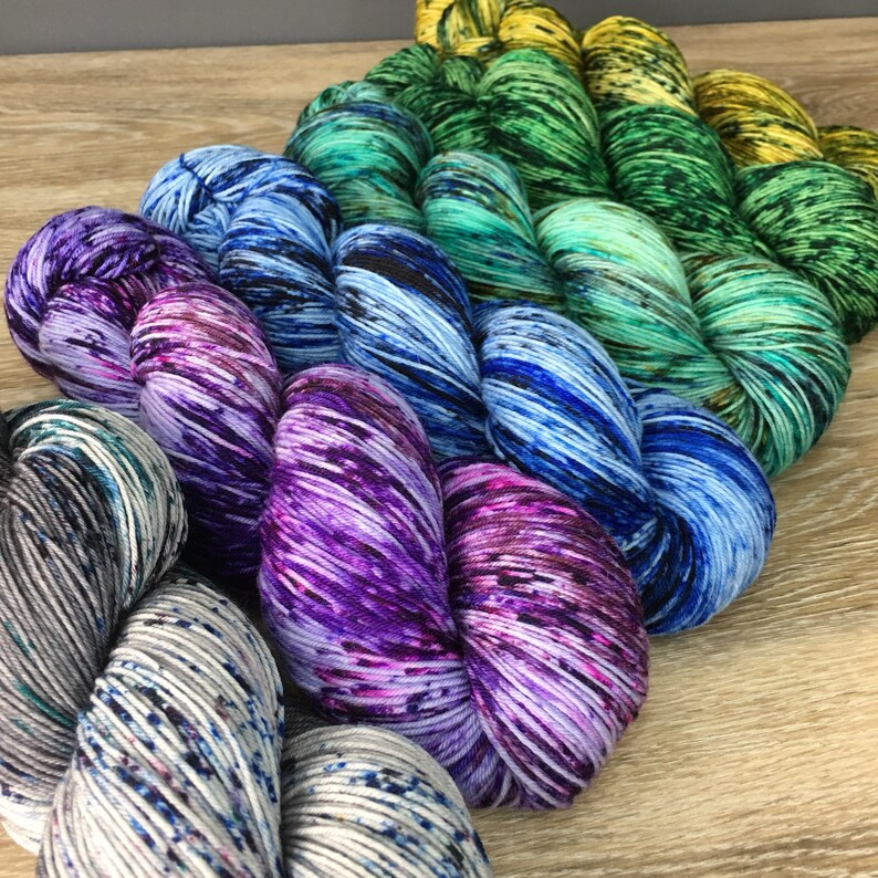 Superwash Merino Wool Nylon COLOR CRUSH Fade Set 100g Per Skein SIX Skein Yarn Set Shawl or Sweater Kit Sock Dk Worsted Weight Options