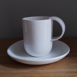 Handmade Fine Bone China Espresso Cup and Saucer, Minimalist Design