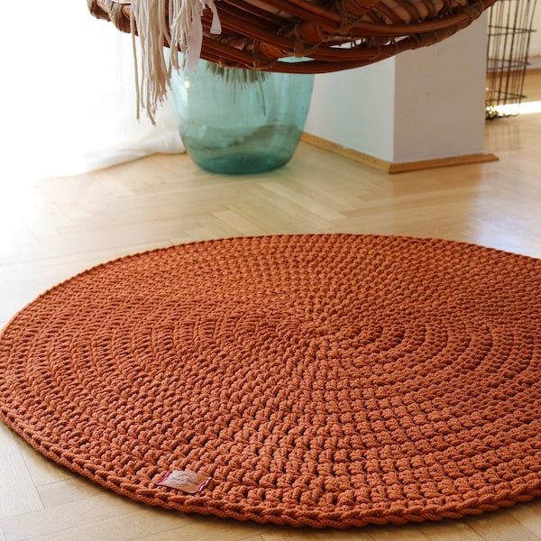 NEW Terracota, Rusty Orange Round Rug, Round area rug Nursery Rugs Skandinavian Rug