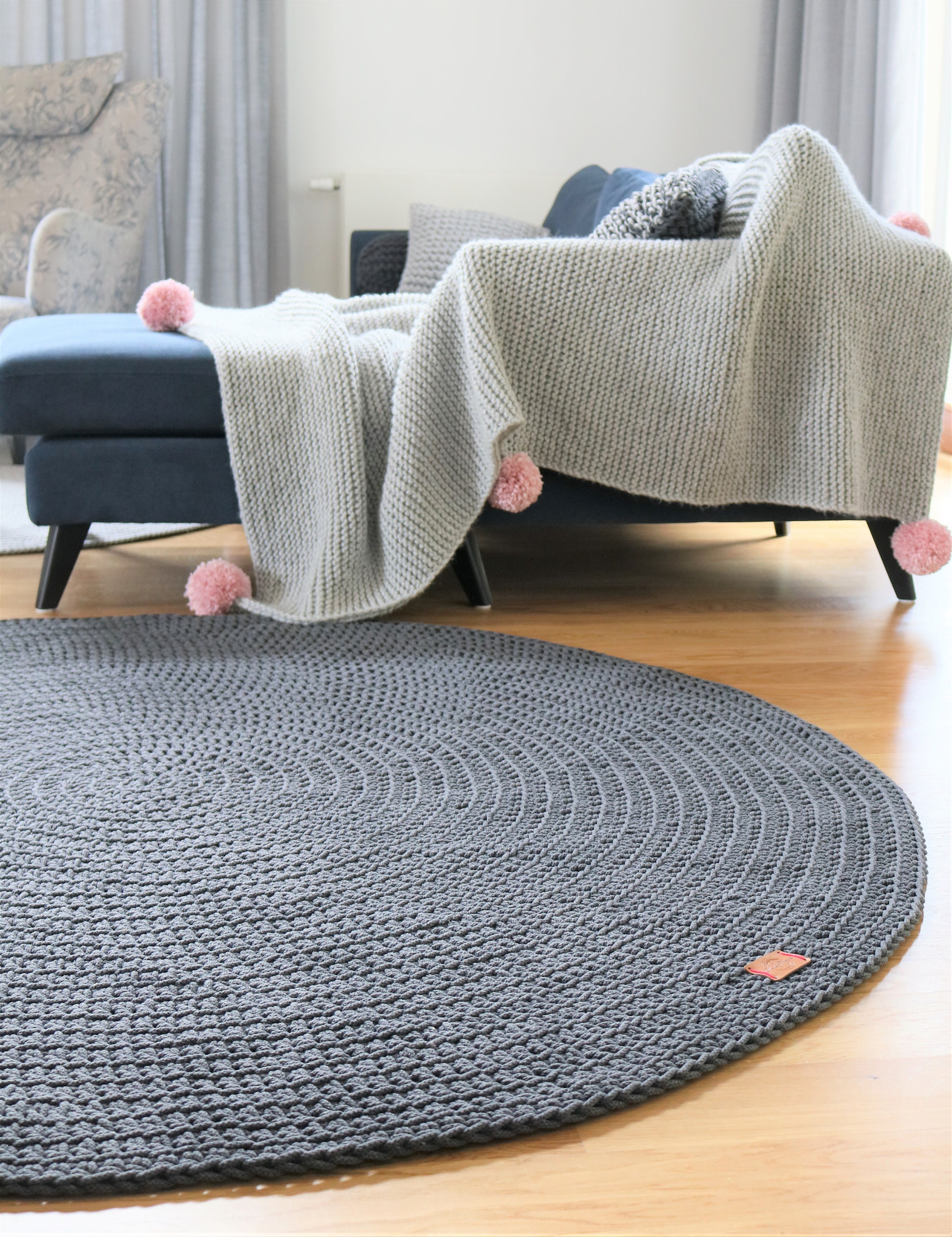 Dark Gray Round Rug Round Area Rug Nursery Rug Skandinavische Etsy Canada