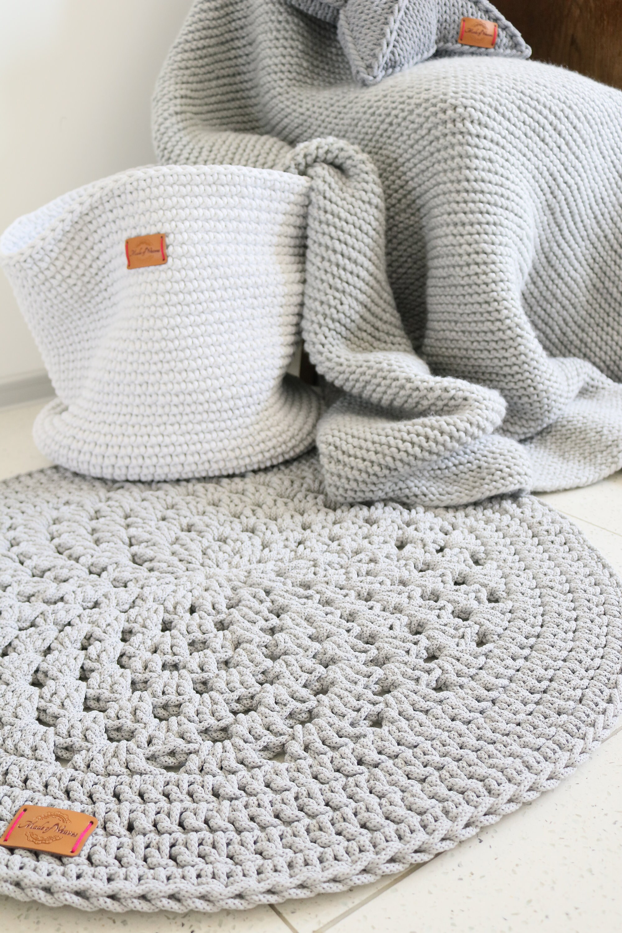 Grey Circle Rug Many Colors Sizes Handmade Large Crochet Etsy